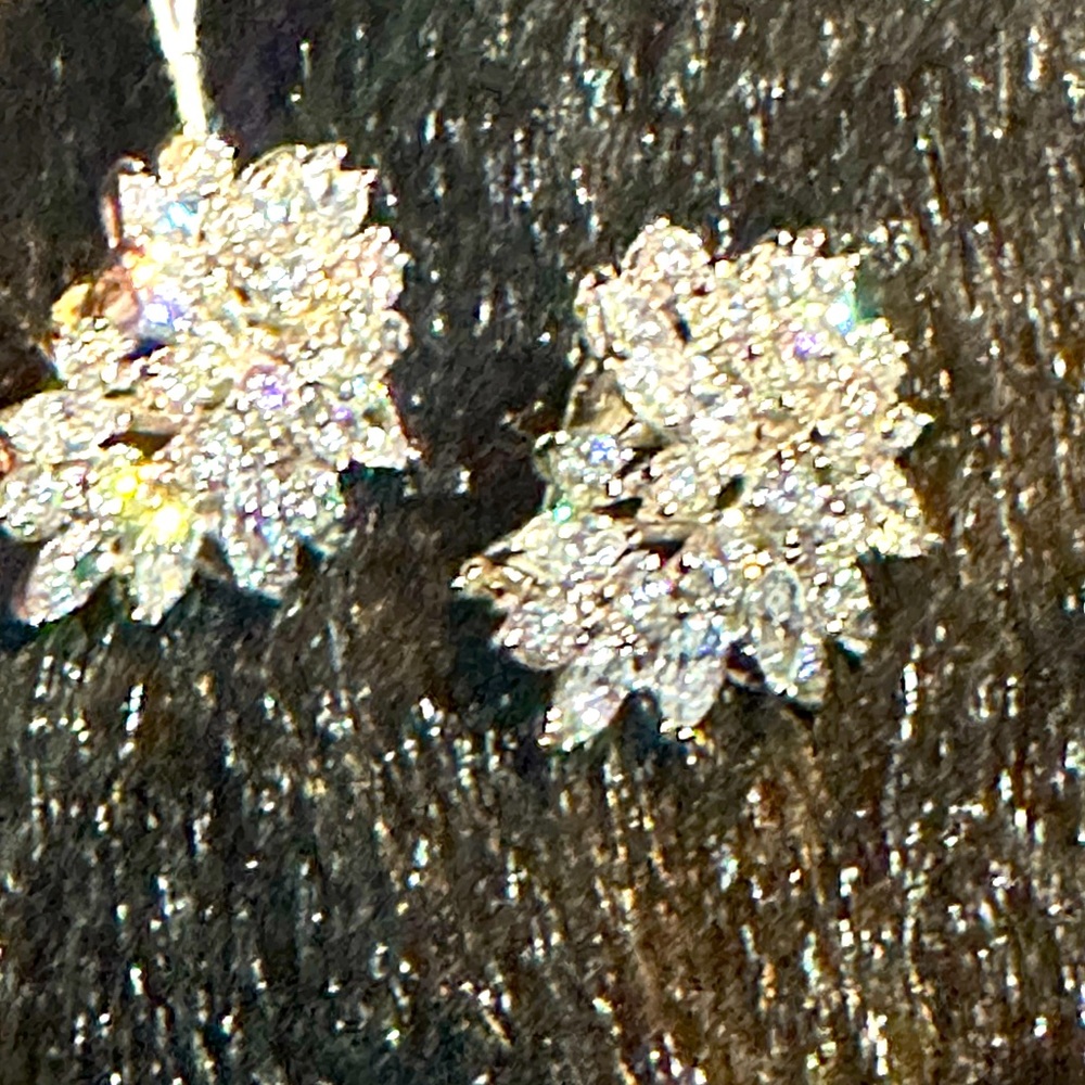 Sterling silver costume cluster clip on earrings